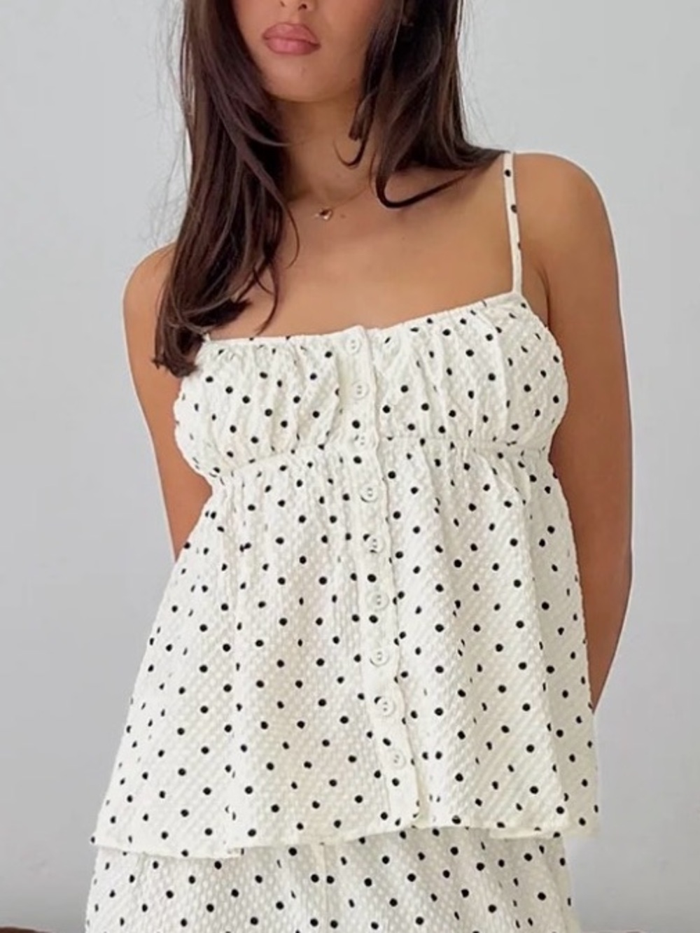Princess Polly Cassini Babydoll Top White Polka Dot - Size 8